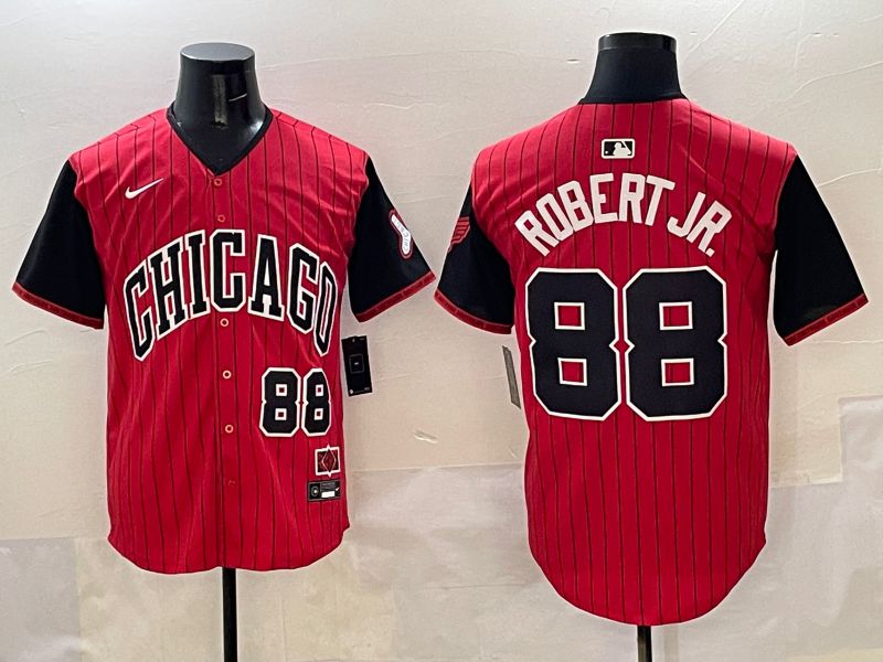 Men Chicago White Sox #88 Robert jr Red Stripe Joint Name 2025 Nike MLB Jersey style 1->chicago white sox->MLB Jersey